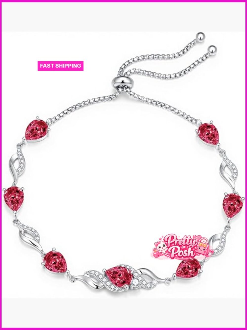 Adjustable Infinity Birthstone Tennis Bracelet - 925 Sterling Silver